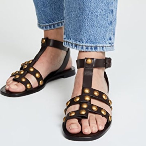 Tory Burch Shoes - New Tory Burch Blythe Studded Gladiator Ankle Strap Coconut Sandals NIB Size 7